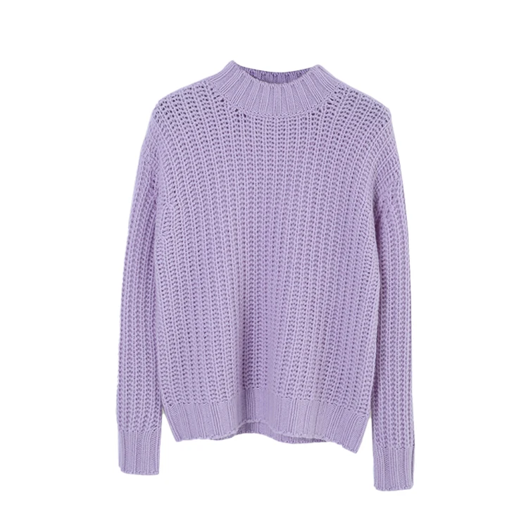 
Ladies knit pull over organic crew women sweater woman pullover 