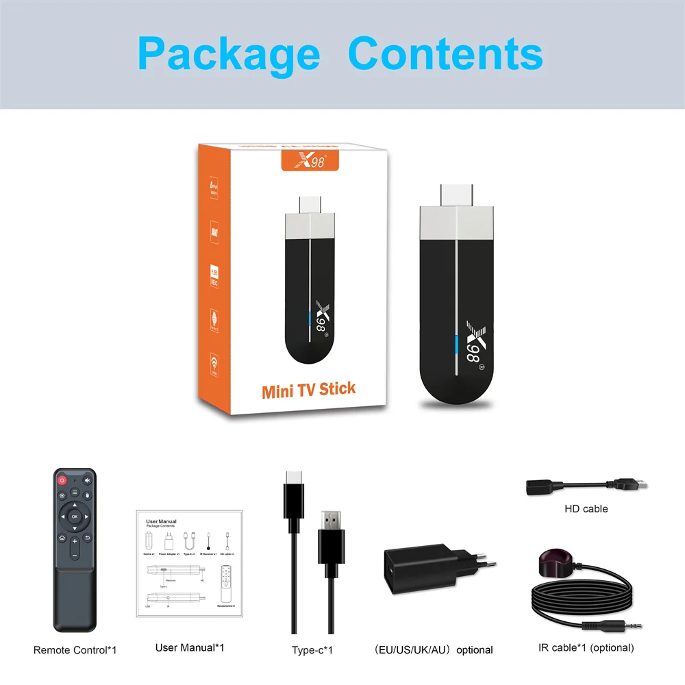 X98S500 4K Android 11.0 Tv Stick Amlogic S905Y4 Quad Core X96 Miracast TV Dongle