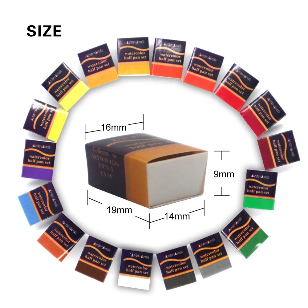 24Colors individual half pan solid watercolor color block OEM customization package label