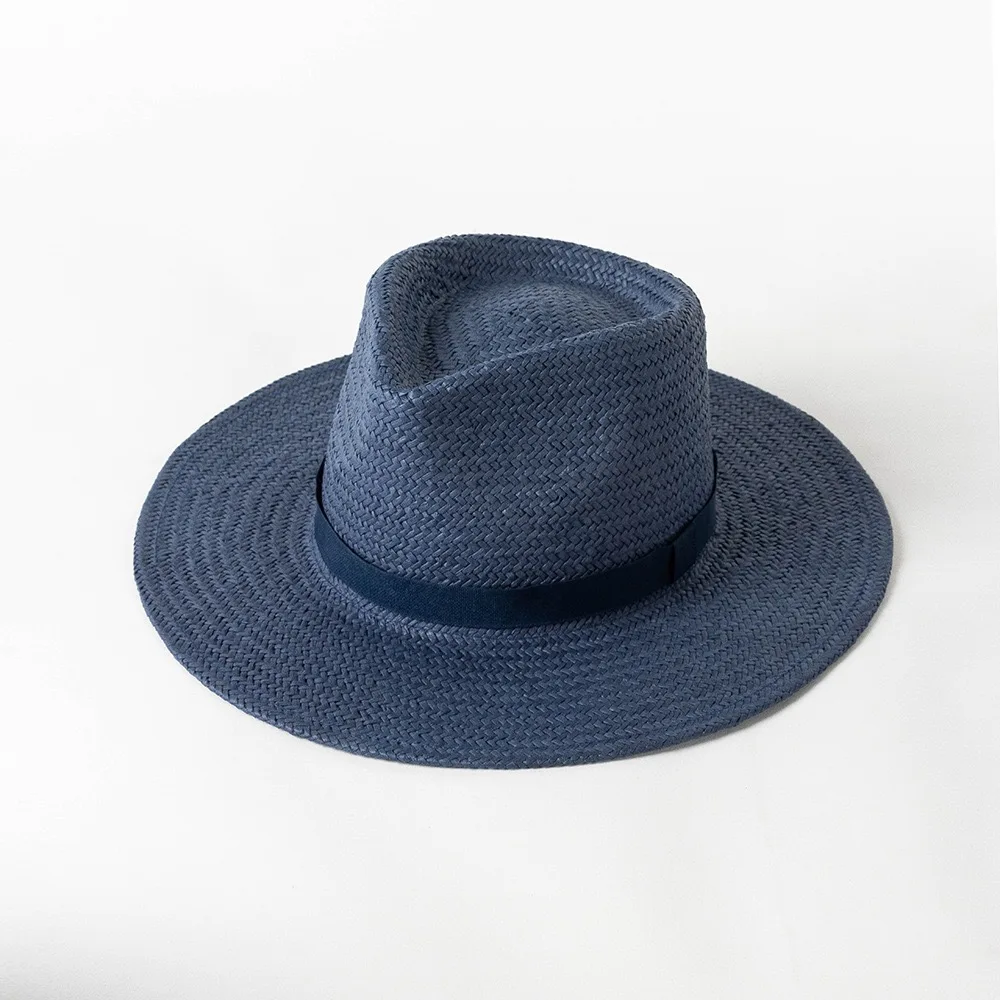 2023 Summer New High Quality Unisex Fedora Hand Weave Paper Straw Panama Hat for Men Outdoor Sun Shade