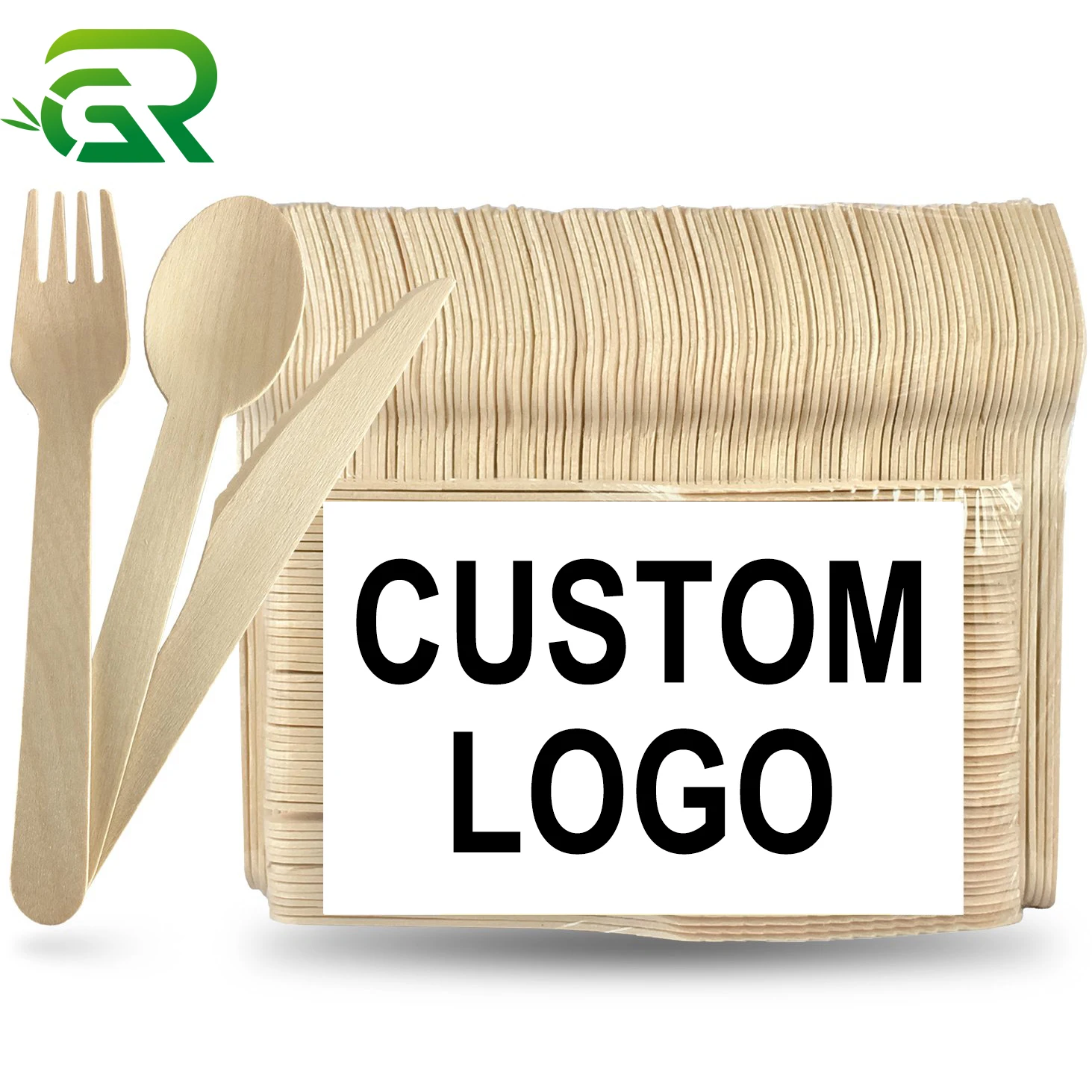 100% Organizer Custom Logo Bamboo Style Forks Spoons Knives Cutlery Set Compostable Disposable Utensils