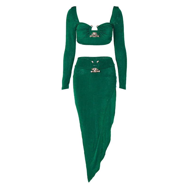 Women Long Sleeves Bodycon Dress Women Sexy Two Piece Sets New 2022