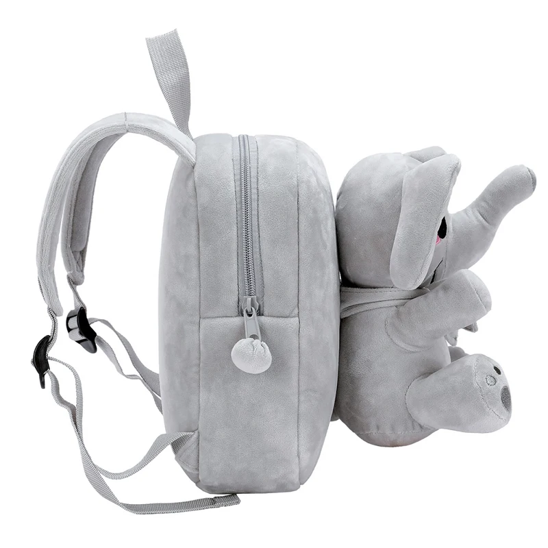 Custom Logo Cute 3D Cartoon Elephant Mini School Kids Animal Plush Backpack