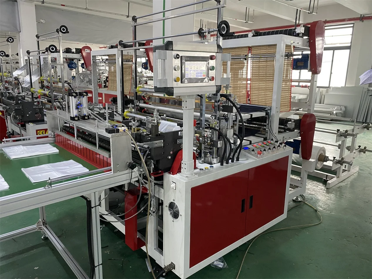 High Speed Double layer 4 lines cutting bags machine for T-shirt bioplastic PLA PBAT bag cutter