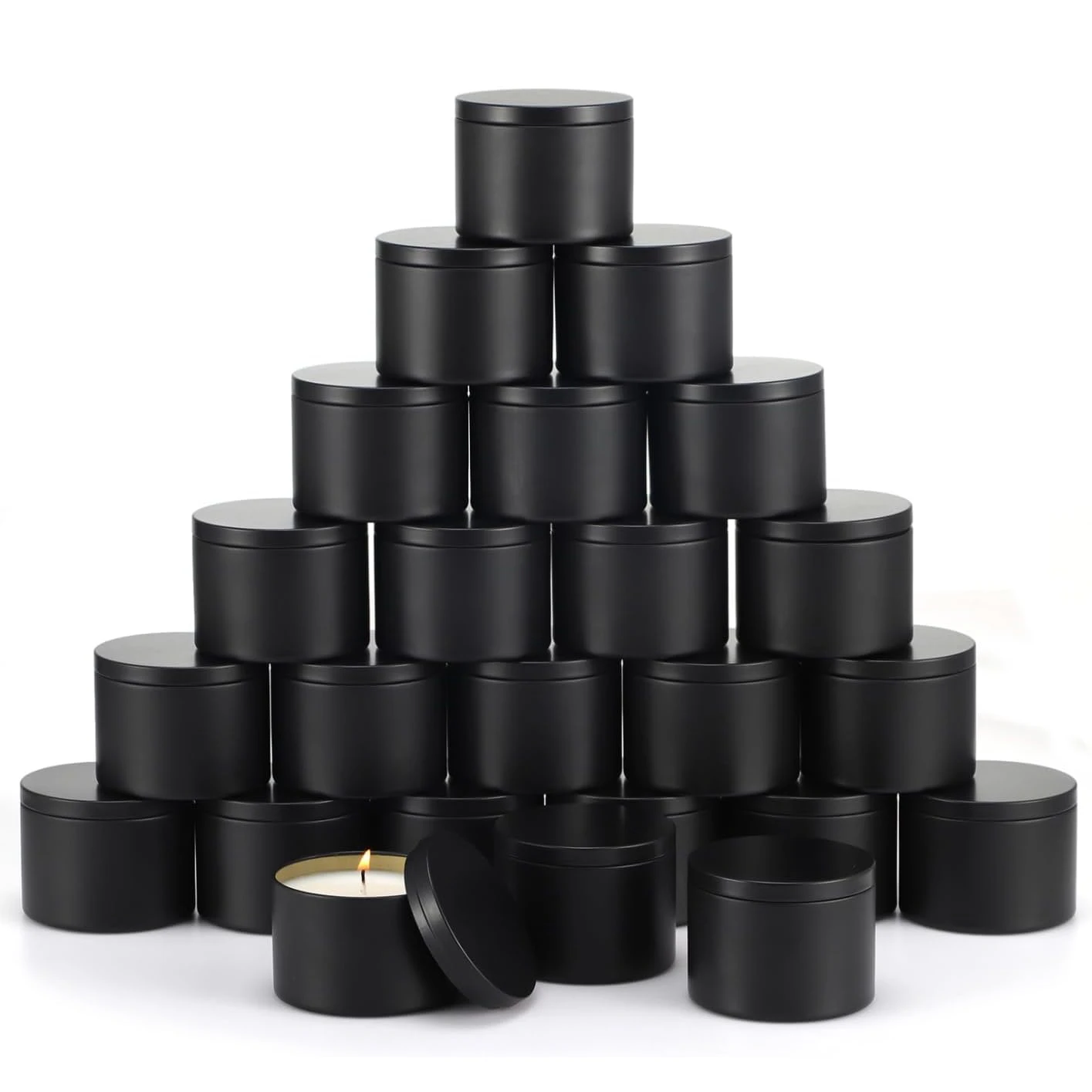 Wholesale Matte Black Color Empty Round Jars Crafts Candy Storage Containers 4oz 8oz Candle Tin with Lid