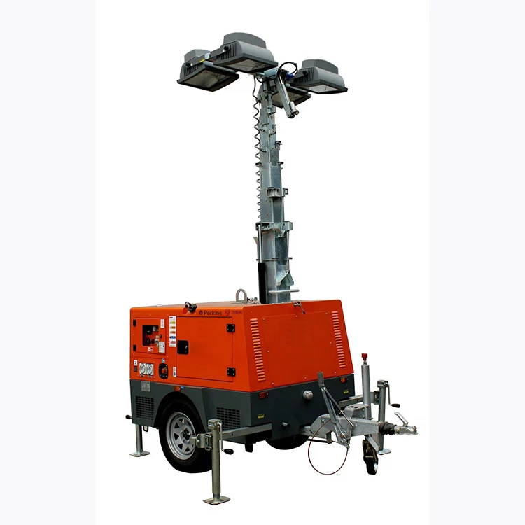 hot sale 4*1000W lamp street trailer lighting tower with generator set with weichai engine for construction