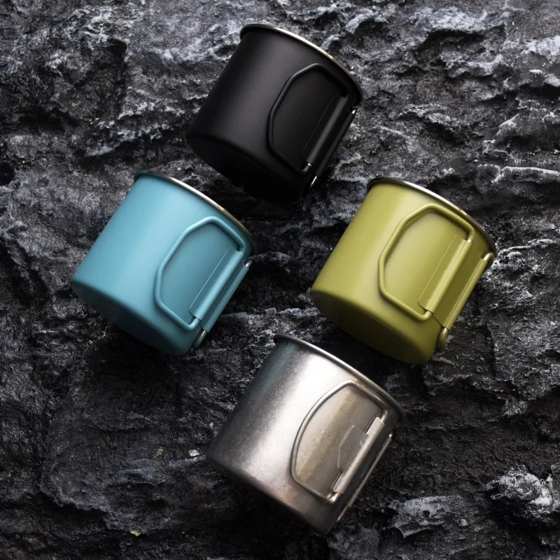 300ml Stainless Steel Cup Portable Carabiner Outdoor Folding Camping Cups Mugs for Home Outdoor Camping Hiking Bottle Cups