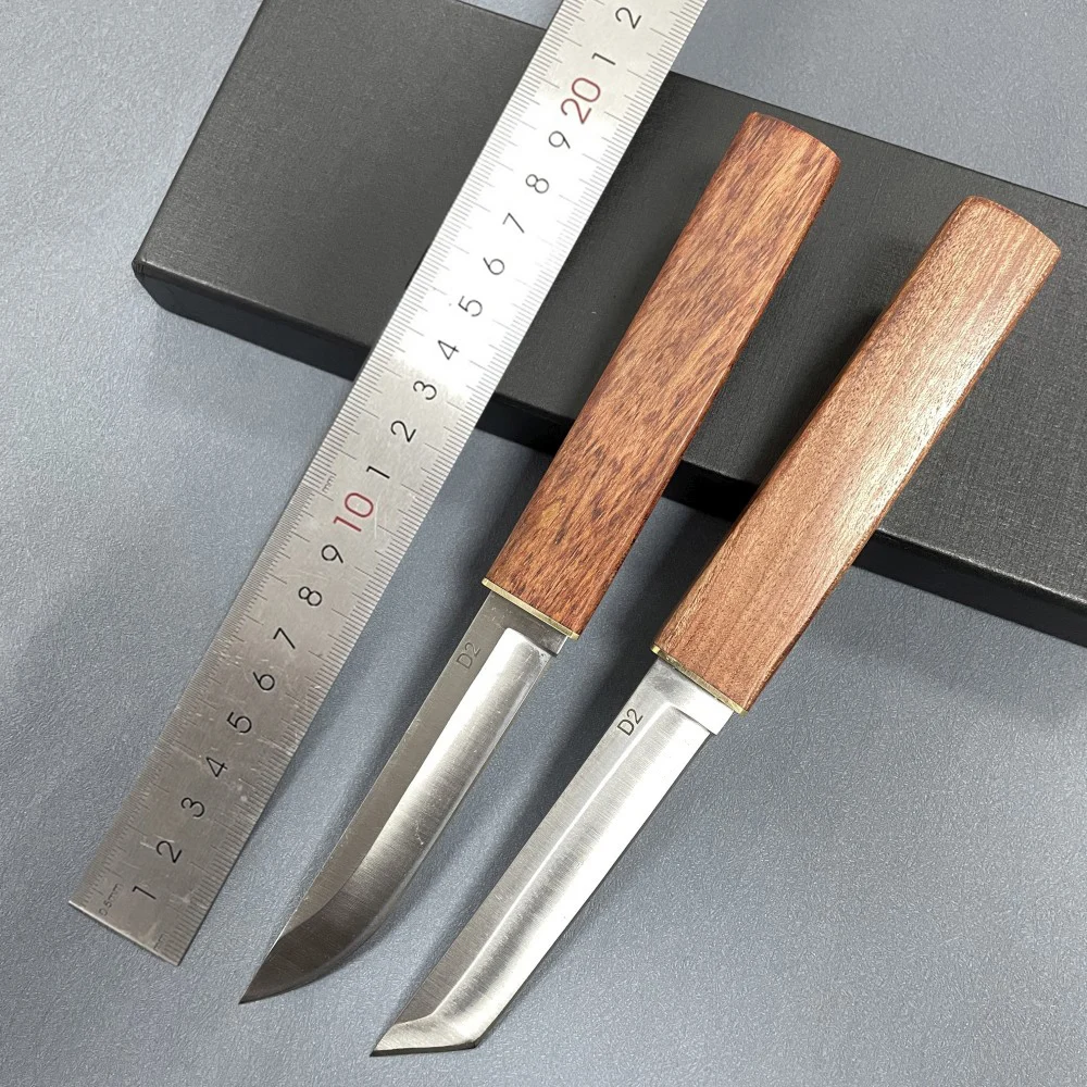 Hot Sale High Quality EDC D2 Stainless Steel 2 In  Fixed Blade Knife Set Camping Outdoor Defense Knives Black Gift Box Packed