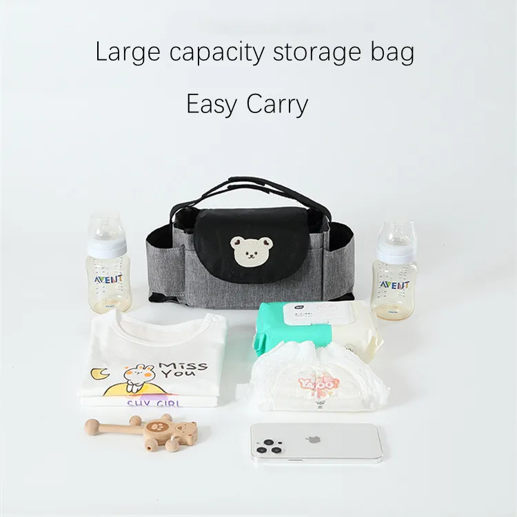 Pram Hanging Diaper Cup Bottle Bag Portable Universal Baby Stroller Organizer Buggy Bag