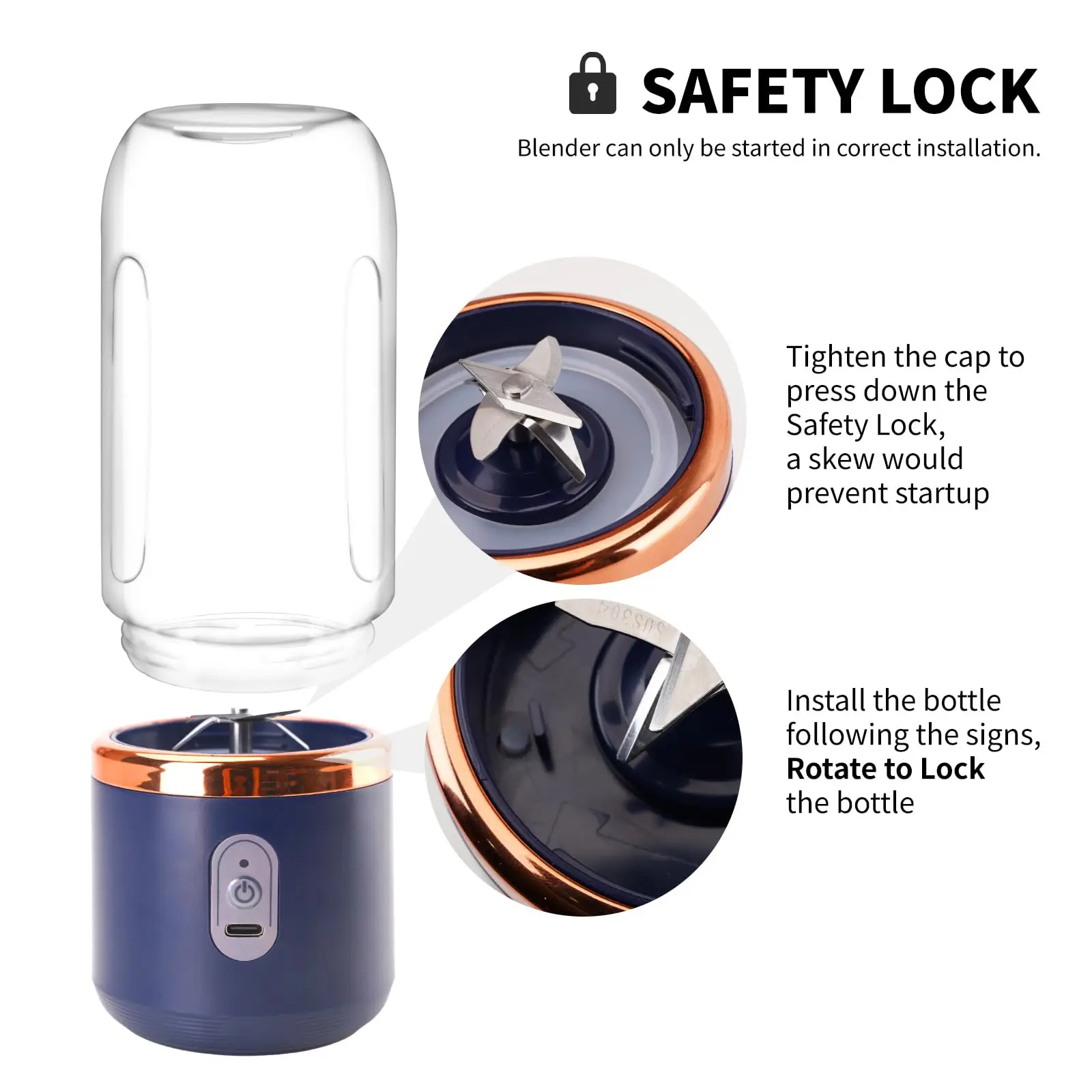 Mini Fruit Juicer Ice Smoothie 6 Blade Mini Home USB Rechargeable Portable Blender