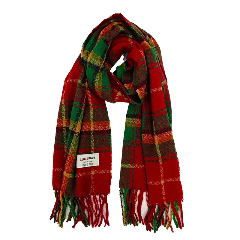 Модный длинный клетчатый зимний мужской Рождественский акриловый кашемировый вязаный шарф бесшовные жаккардовые шарфы с кисточками