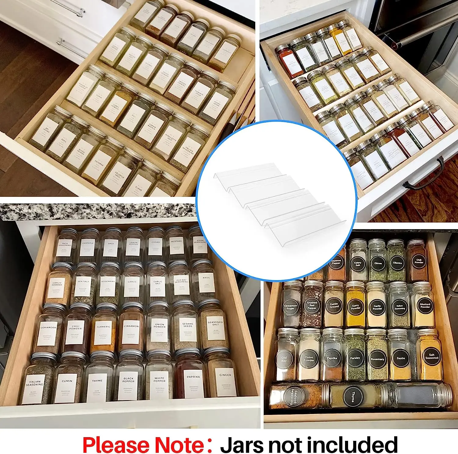 Clear Acrylic 4-tier Spice Drawer Organizer Modern Kitchen Rack Tray Seasoning Jars Inserts (jars Not Included) with 6L Capacity