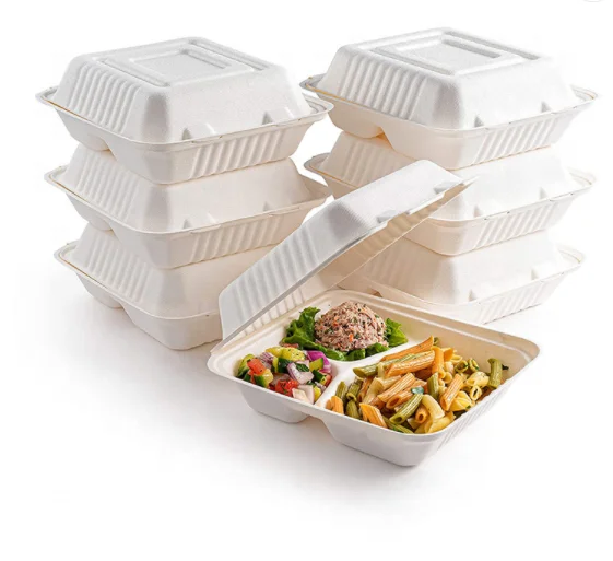 Cheap Sugarcane Bagasse Food Container Disposable Pulp Clamshell