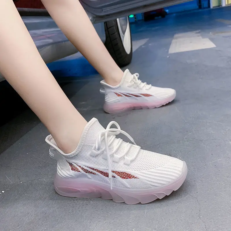 Woven Shoes Women Sneakers Sports Canvas Sneakers Comfortable Walking Style Shoes Stock Colorful Sole Jelly Shoes