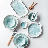 Nordic Modern Home tableware blue Glazed deep Plates Bowl Ceramic Dinnerware for hotel Restaurant porcelain Salad dessert bowls  .jpg