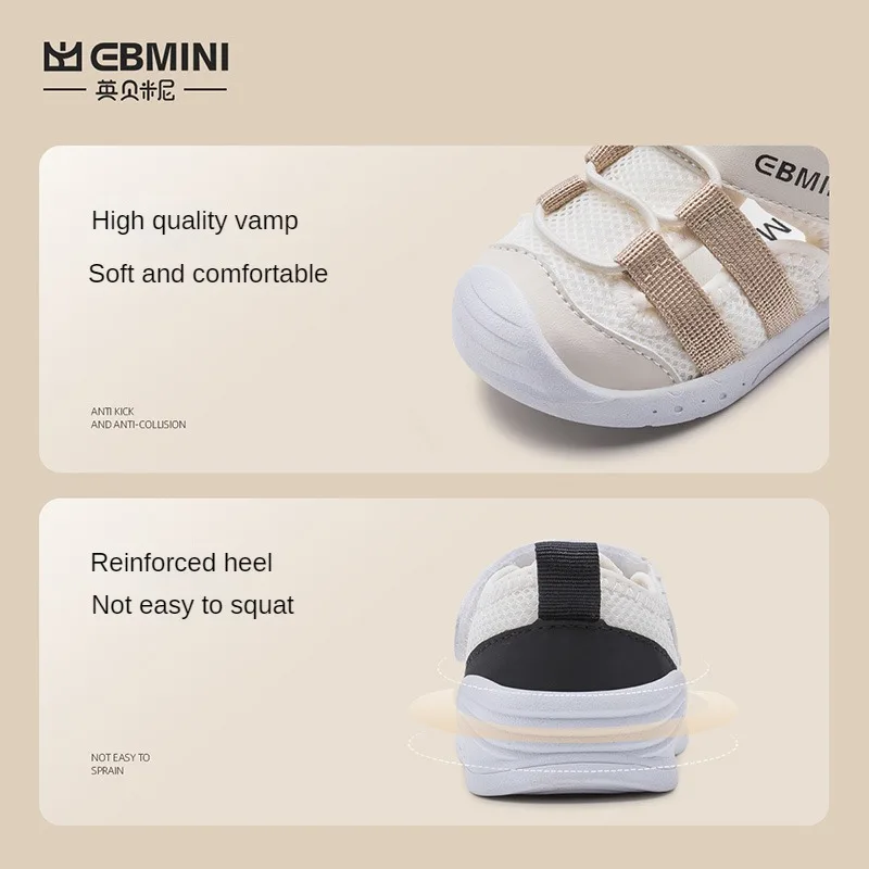 Ebmini all-match hollow breathable non-slip soft sole baby boys and girls toddler shoes