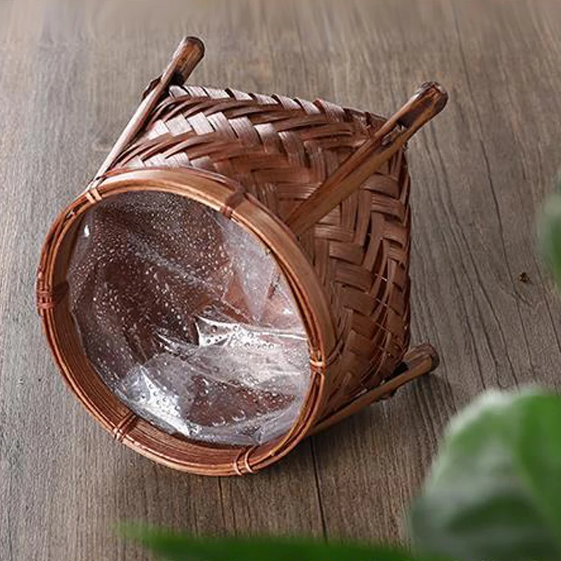 bamboo woven storage basket rustic home decor wedding  Woven Flower mini wicker Basket Portable Basket Rural Style