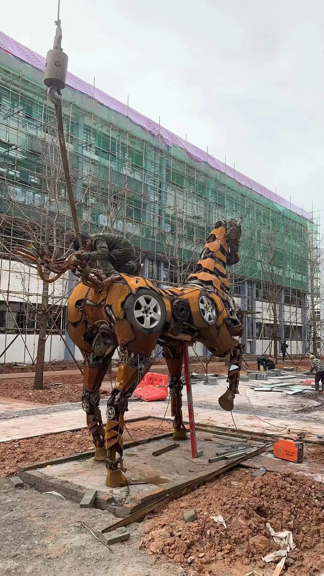 Outdoor sculpturegarden metal horse sculpture home decoration design living cast iron family standing door statue