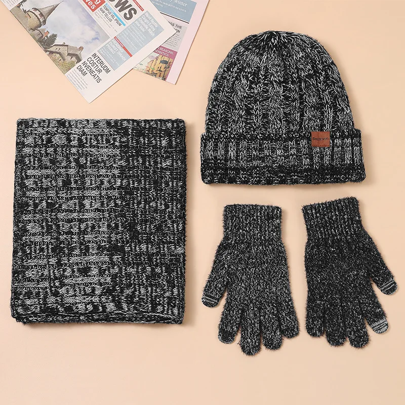 Hot Selling European And American Style Winter Hat Scarf Set Fashionable And Warm Knitted Gloves