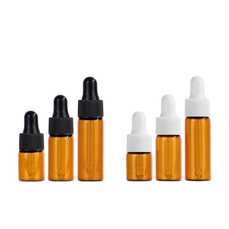 2ml 3ml 5ml Dropper Bottle Amber Glass Vial Small Glass Bottle Essential Oil Test Tube Packaging