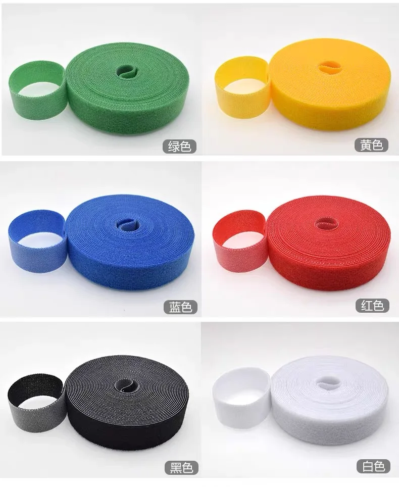 Manufacturers wholesale color nylon back to back Velcro buckle with data cable Velcro binding tape
