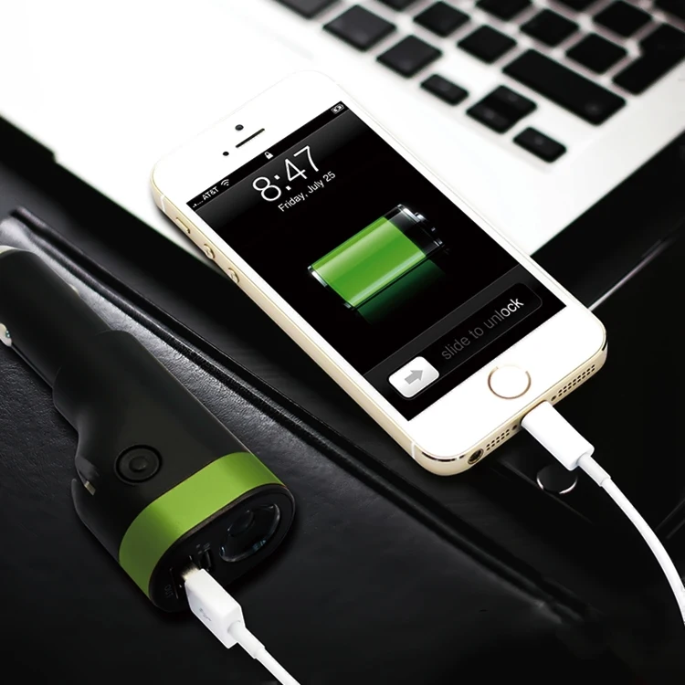 
Promate 6 in 1 Car Charger Power Bank with LED Torch Flash Light 12V/24V USB window breaker 