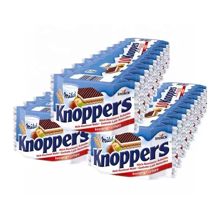 Wholesale 25gx10 Knoppers 5 Layers Sweet Hazelnut Wafer Biscuits Snack Crispy Chocolate Snack Packaged in Box and Bag