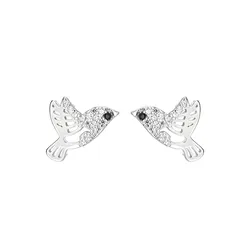 New 925 Sterling Silver Lovely Little Zircon Animal Bird Earring Custom Jewelry Stud Earrings For Women Girls