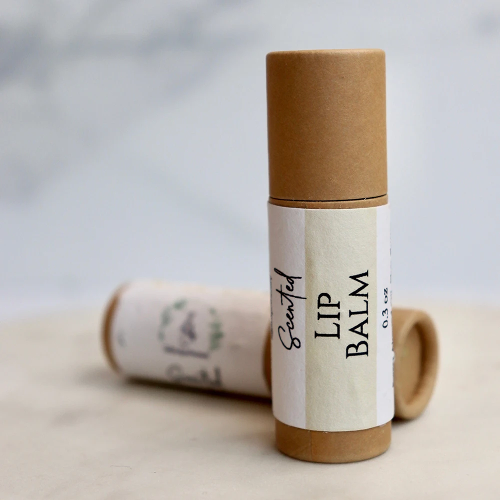 HONGE Hot Sale Paper Lip Balm Tube Packaging  Biodegradable Cardboard Container Small Round Tubes 0.2 0.5 1 2 oz Push Up Tube