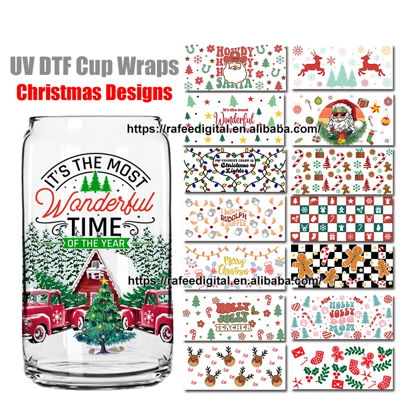 Wholesale Custom UV-DTF Decals 16oz 16 oz UVDTF Tumbler Wraps Sticker UV DTF Cup Wrap Transfers for 16 oz Glass Can