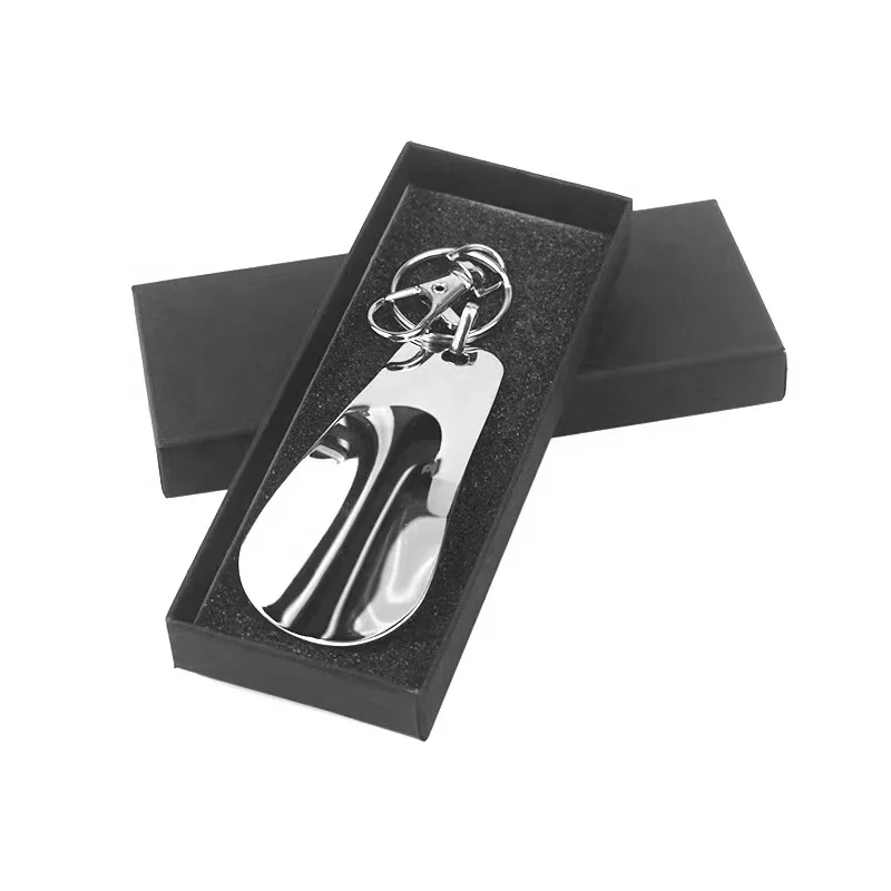 2023 Подарочная коробка мини-металлический маленький портативный рожок для обуви из нержавеющей стали с цепочкой