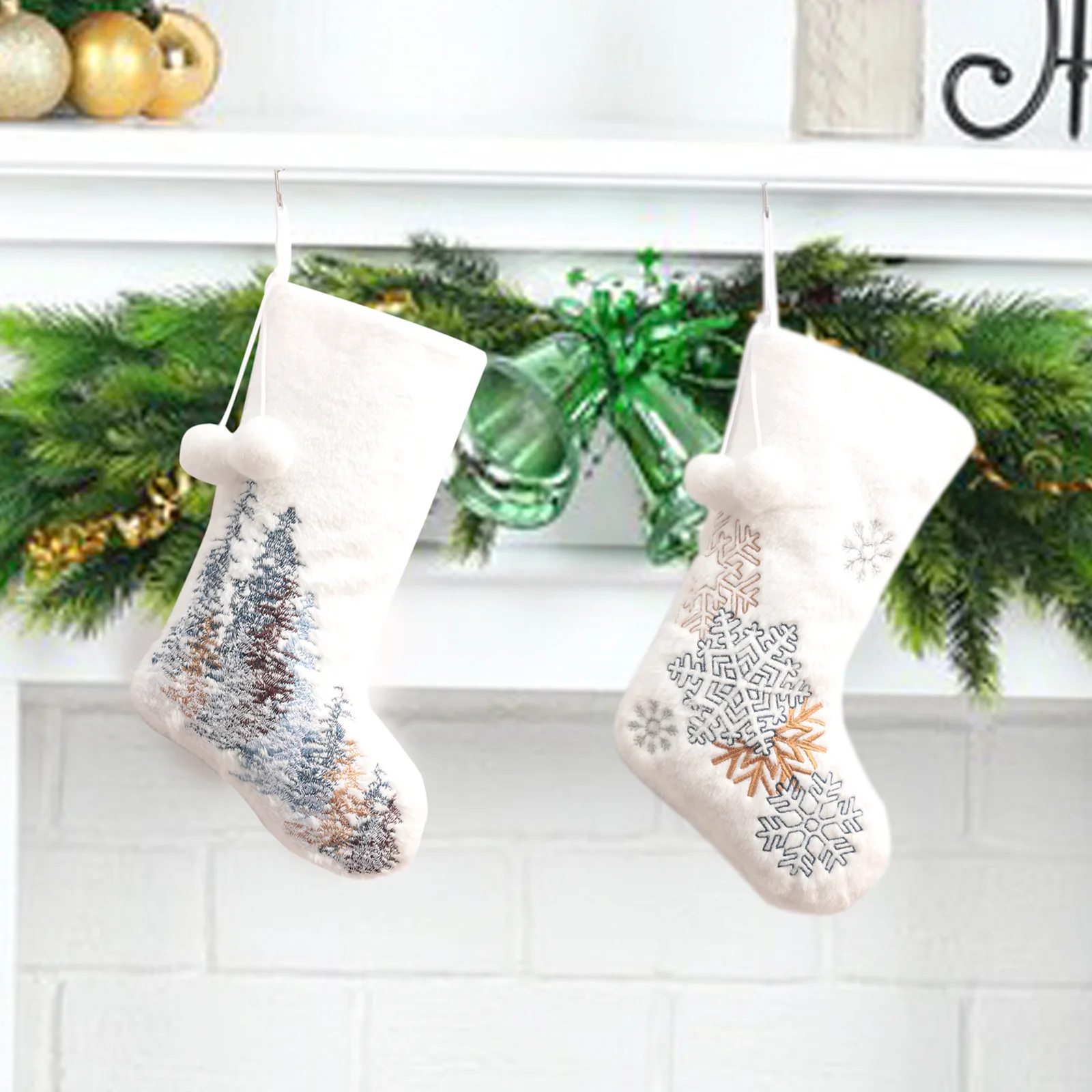 Hot Sell Ivory White Xmas Sock Knit Gift Christmas Stocking for home decorations
