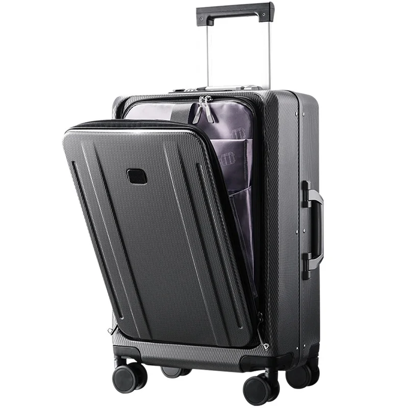 2022 Fashion Expandable Smart Suitcase Aluminum Metal Suitcase Reinforced Interior Ali baba Travels Dual-Way Zipper Quality
