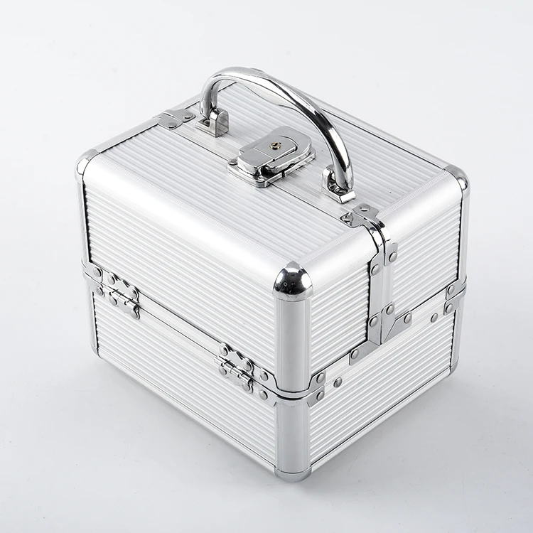 GLARY sliver hard makeup boxes case professional cosmetic portable mini makeup case organizer private label makeup case box