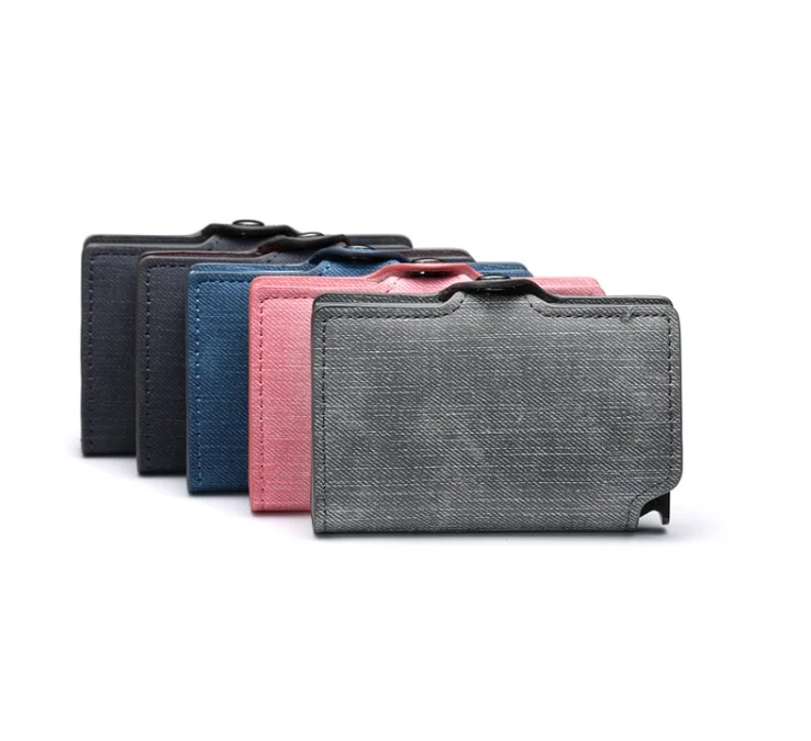 PU Single Aluminum Box Business Hasp Card Case Slim Wallet New RFID Blocking Slim Card Holder