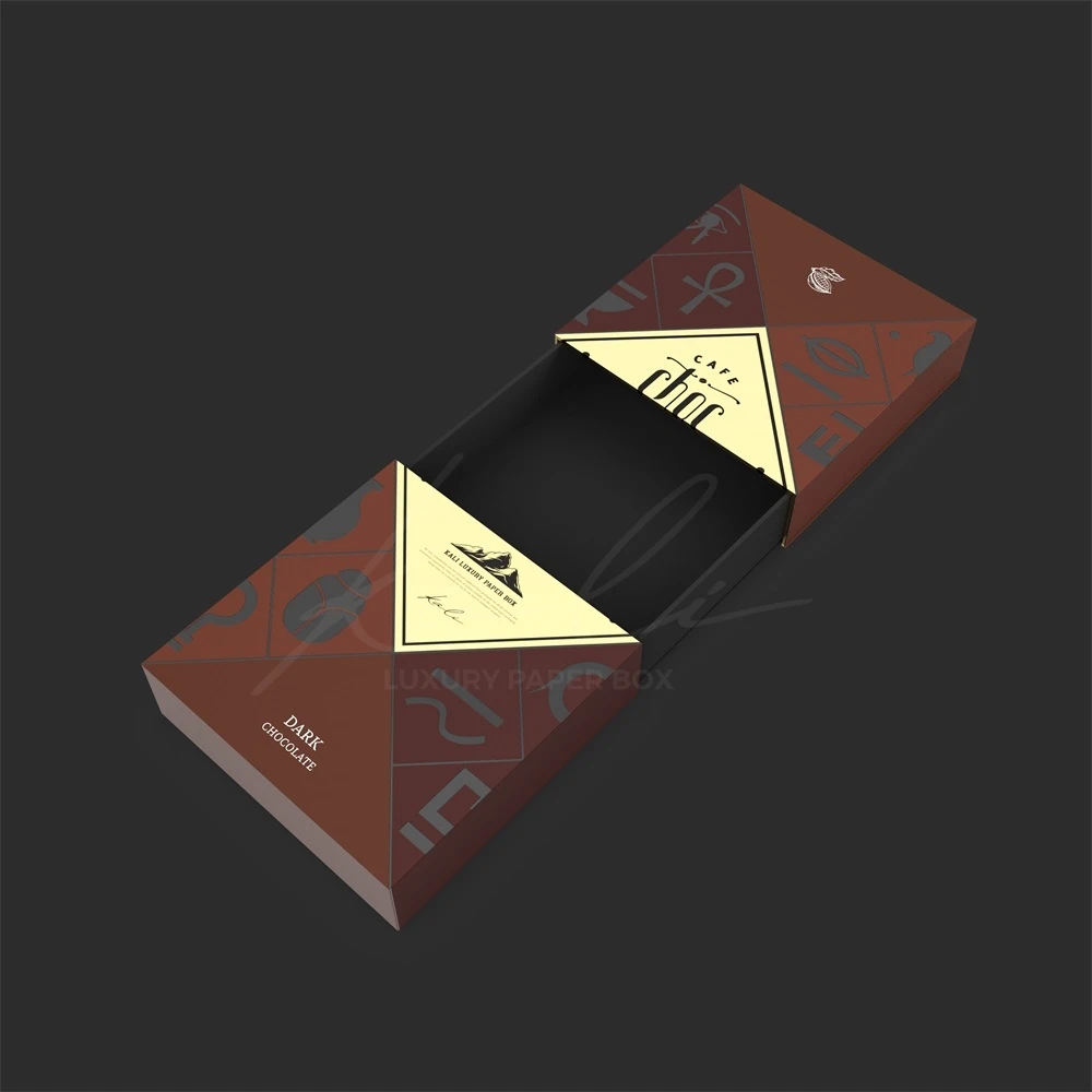 Luxury handmade stand up baklava gift box  for candy two side open custom chocolate bar packaging