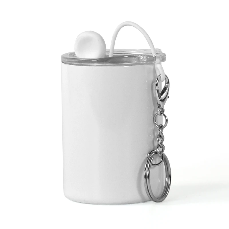 RTS Mini 3oz Stainless Steel White Sublimation Straight Tumbler Shot Glass with Metal Straw and Keychains