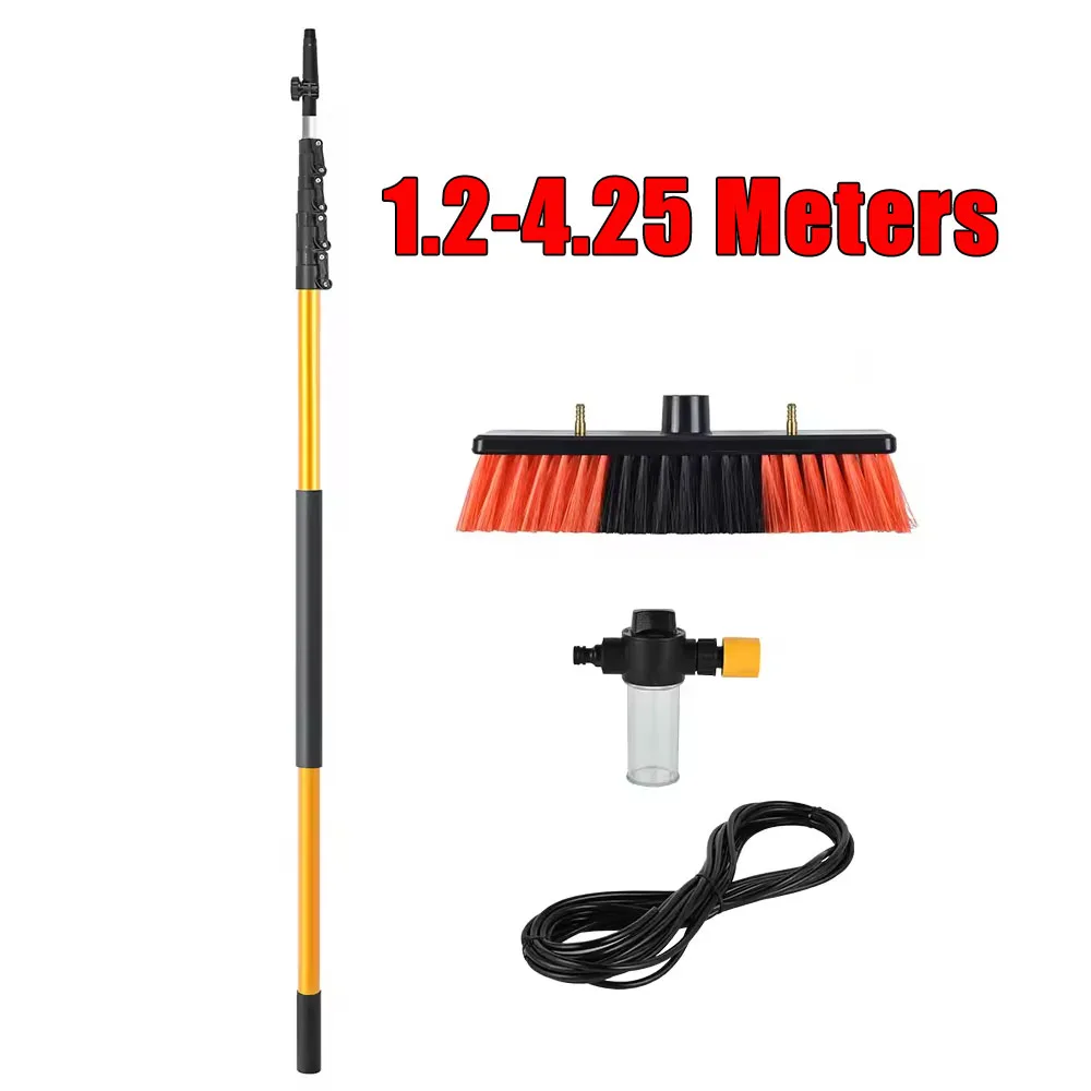 4-14FT 1.2-4.25 Meters Water Fed Telescopic Portable Light Weight Aluminum Extension Pole with Soap Dispenser