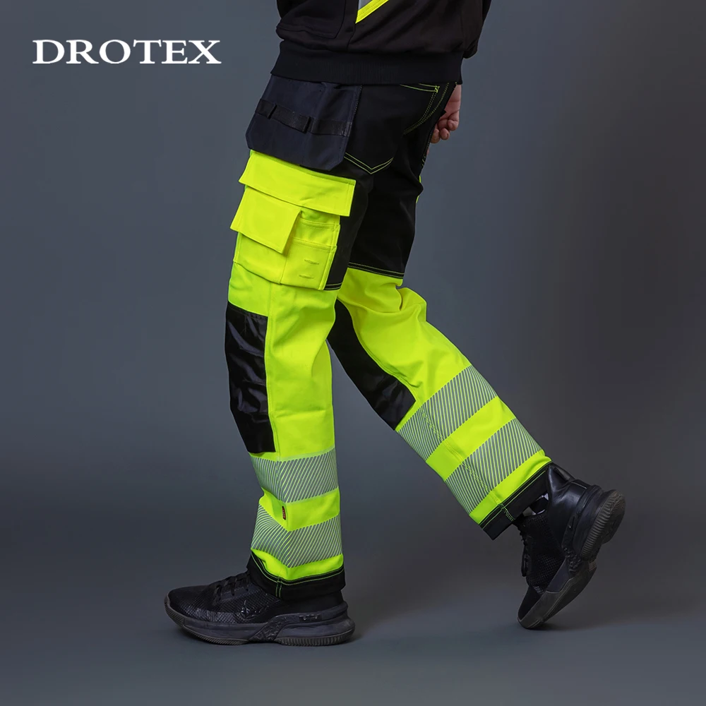 Стрейчевая рабочая одежда для техников из полиэстера Cordura Hi Vis огнестойкие брюки с большими карманами
