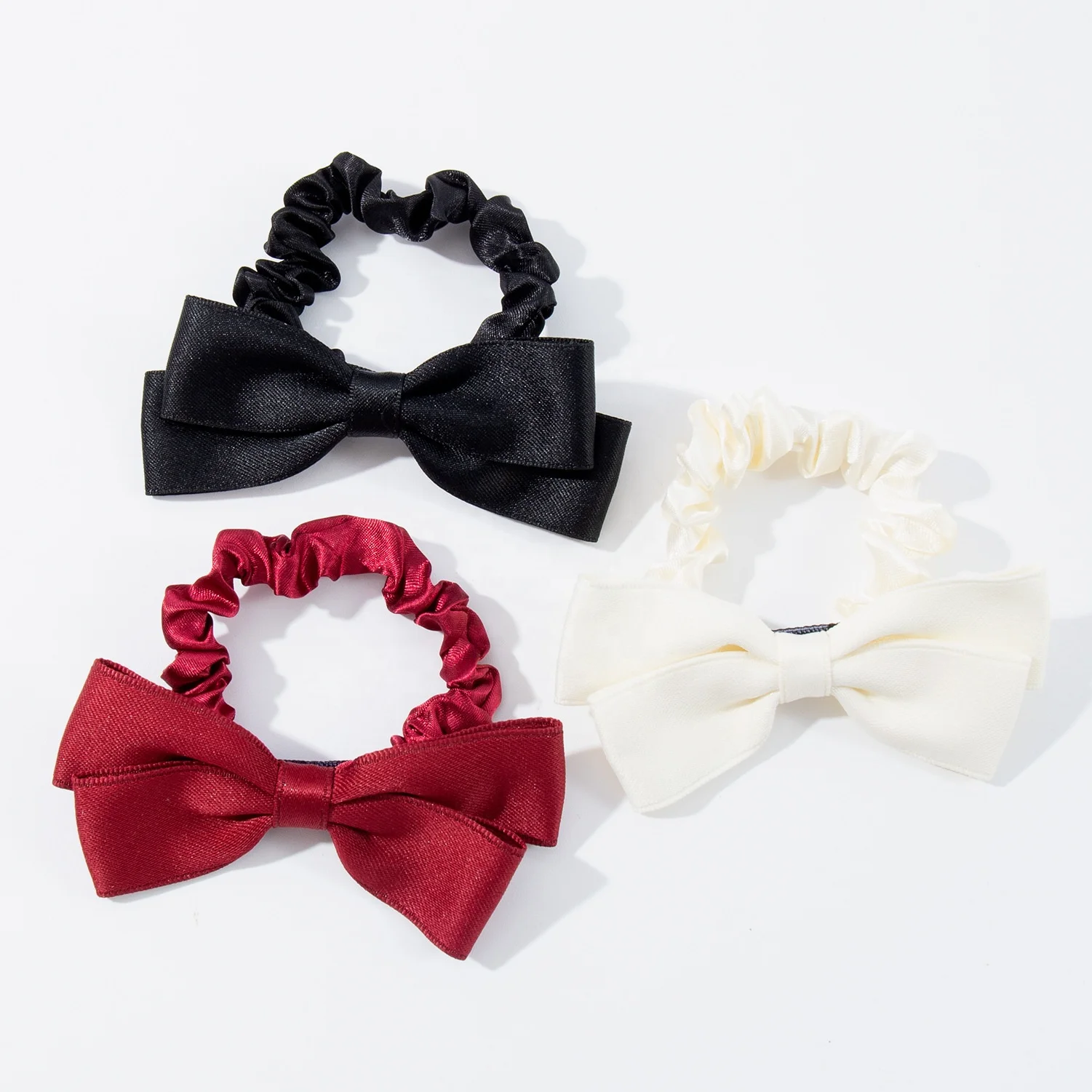 Gordon Ribbon Wholesale 5 mm Hair Scrunchies with Bow Solid Colors Ribbon Bow No Damage For Girls Women From China Supplier