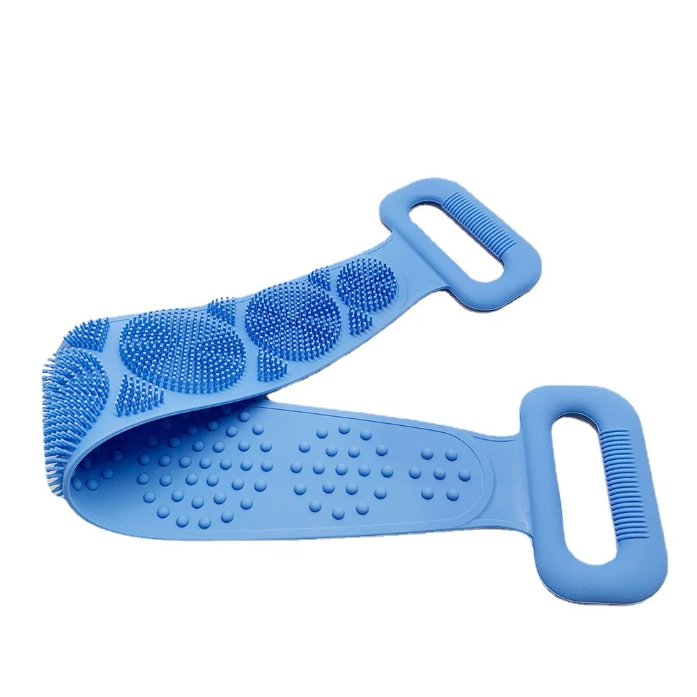 2023 New FDA-grade silicone bath belt shower brush Double sided bath towel Long back rubbing bath towels