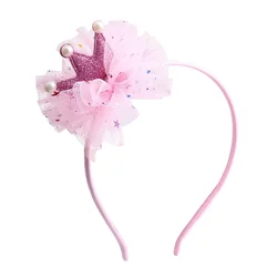 Hot Selling Cute Princess Bling Bling Lace Kid Hair Bands Girls Hair Accessories Crown Headwear Party Headband For  Child