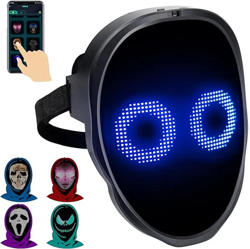LED Mask in Stock - Fast Shipping Light up Mask USB App Blue tooth for Halloween Club Party