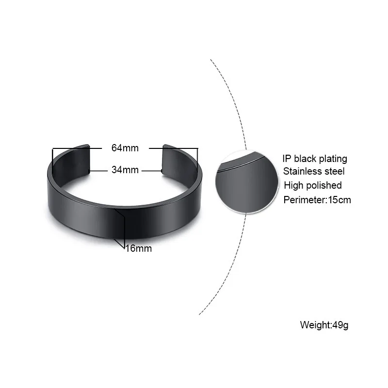 Energinox Latest Stainless Steel 15MM stainless steel wide open body  Bracelet