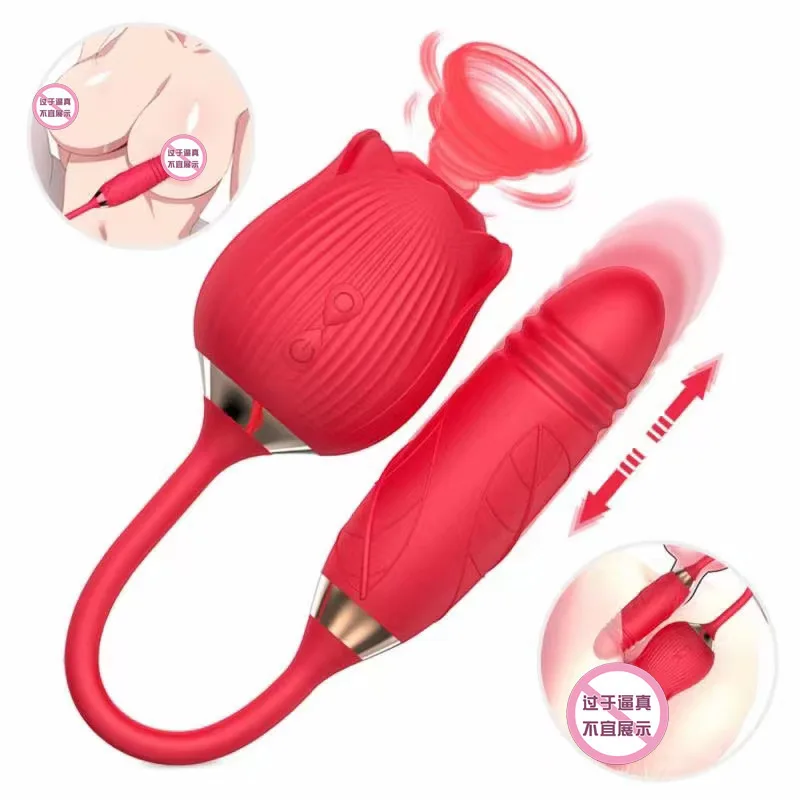SHIDUNSI 2nd Generation Rose Series Female Premium Vibrator Tongue-Licking and Sucking Telescopic Wand