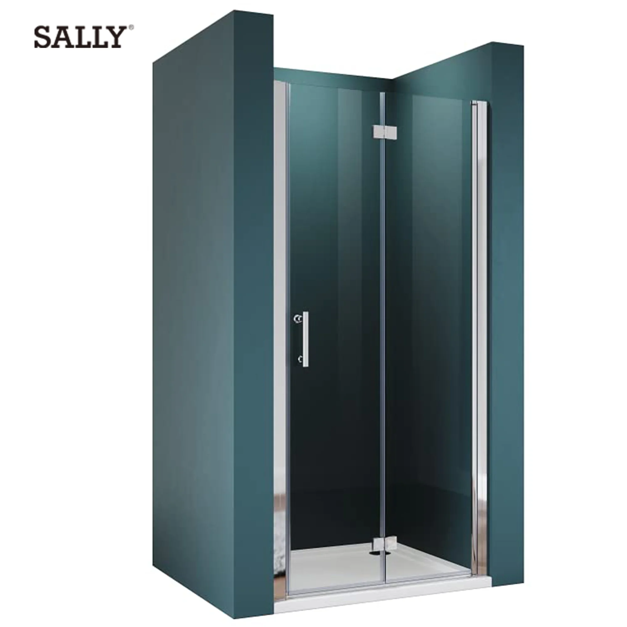 Sally Bi-Fold Framed Shower Room Bathroom Corner Bifold Tempered 5mm Glass Shower Door Wet Room Fold Door Enclosure