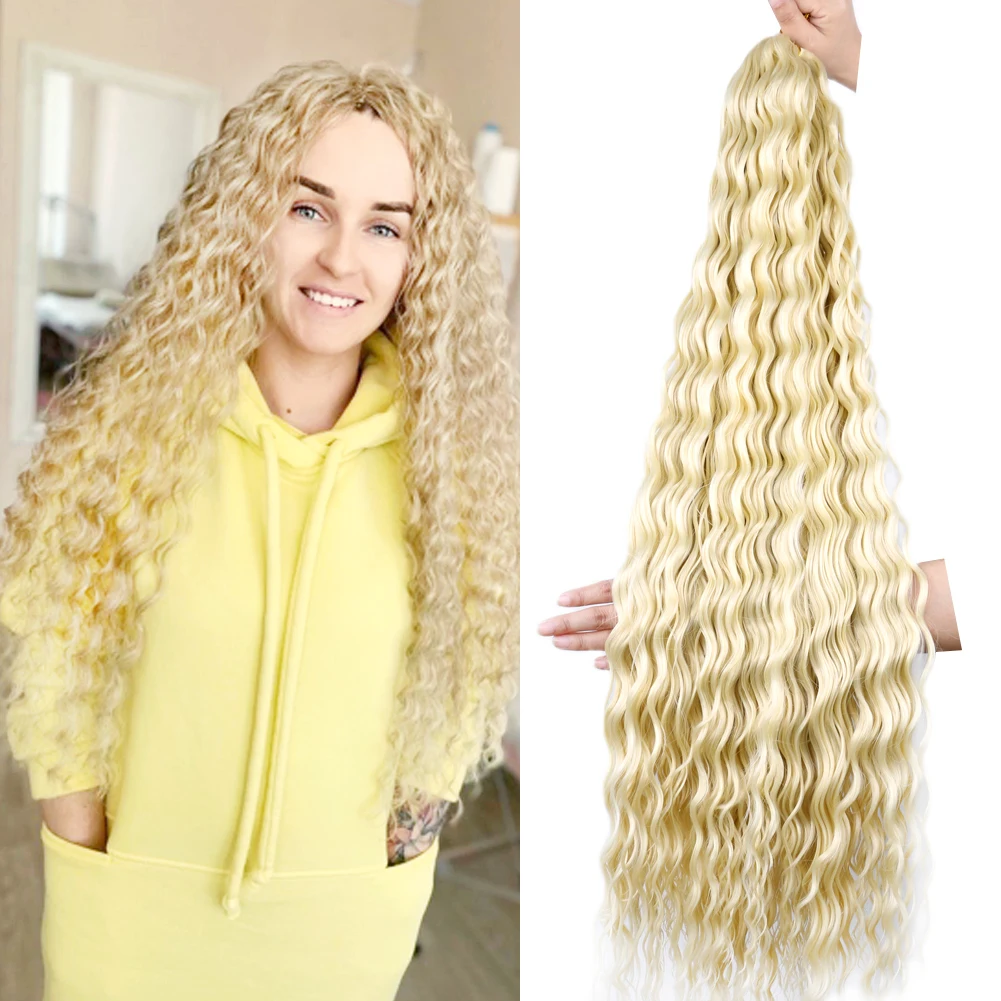 New Arrival #613 Deep Wave Crochet Curly Braiding Hair Long Curly Crochet Synthetic Wavy Hair Extensions Ocean Wave Crochet Hair