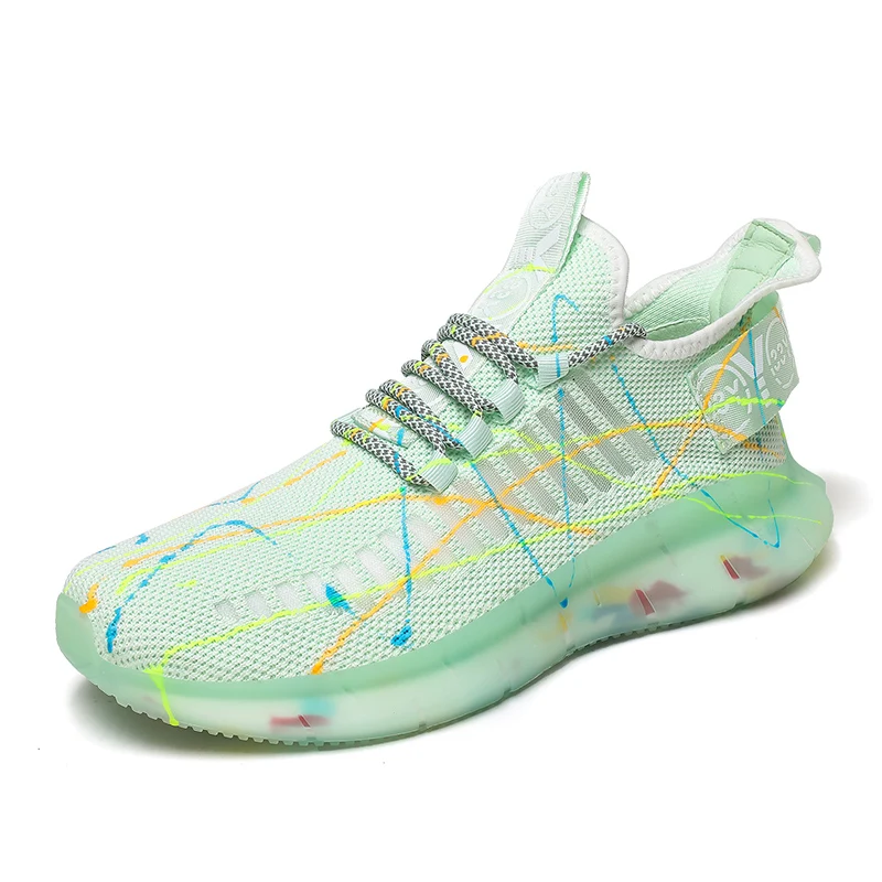 
Jinjiang factory wholesale knitted upper glow in the dark men sneakers sport shoes men tennis shoes men 