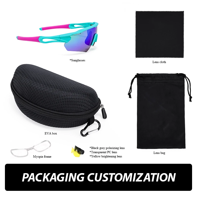 Photochromic cycling sunglasses HB- 516 sports prescription glasses for baseball golf with interchangeable lens