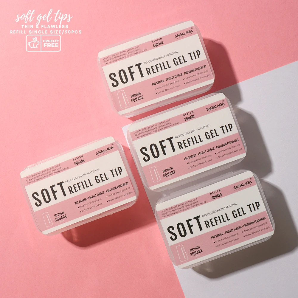 Full Cover Soft Almond False Nail Tips Refill Short Gel Art Fake Nails For Nail Salon Diy Home Manicure Design